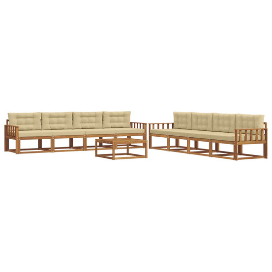 Ensemble de canapés d'extérieur 9 pcs naturel et beige