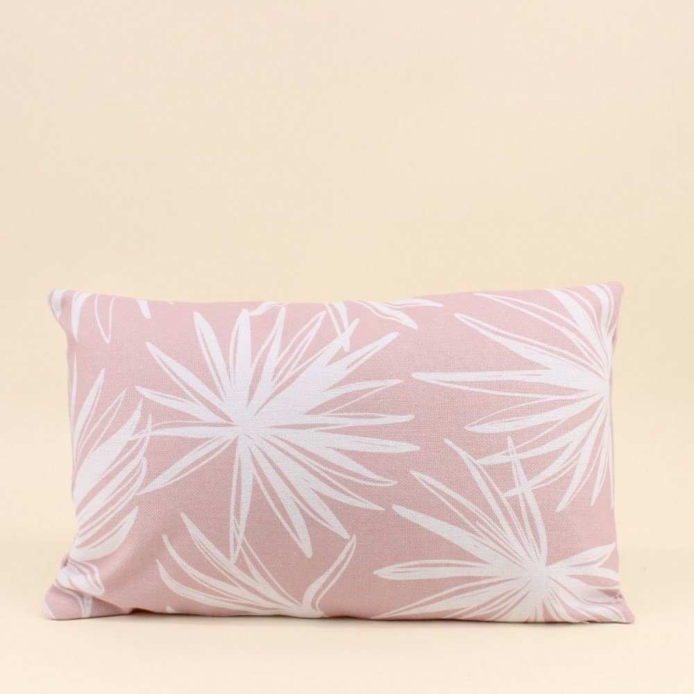 Coussin déperlant & anti-uv fleuri rose 30x50cm