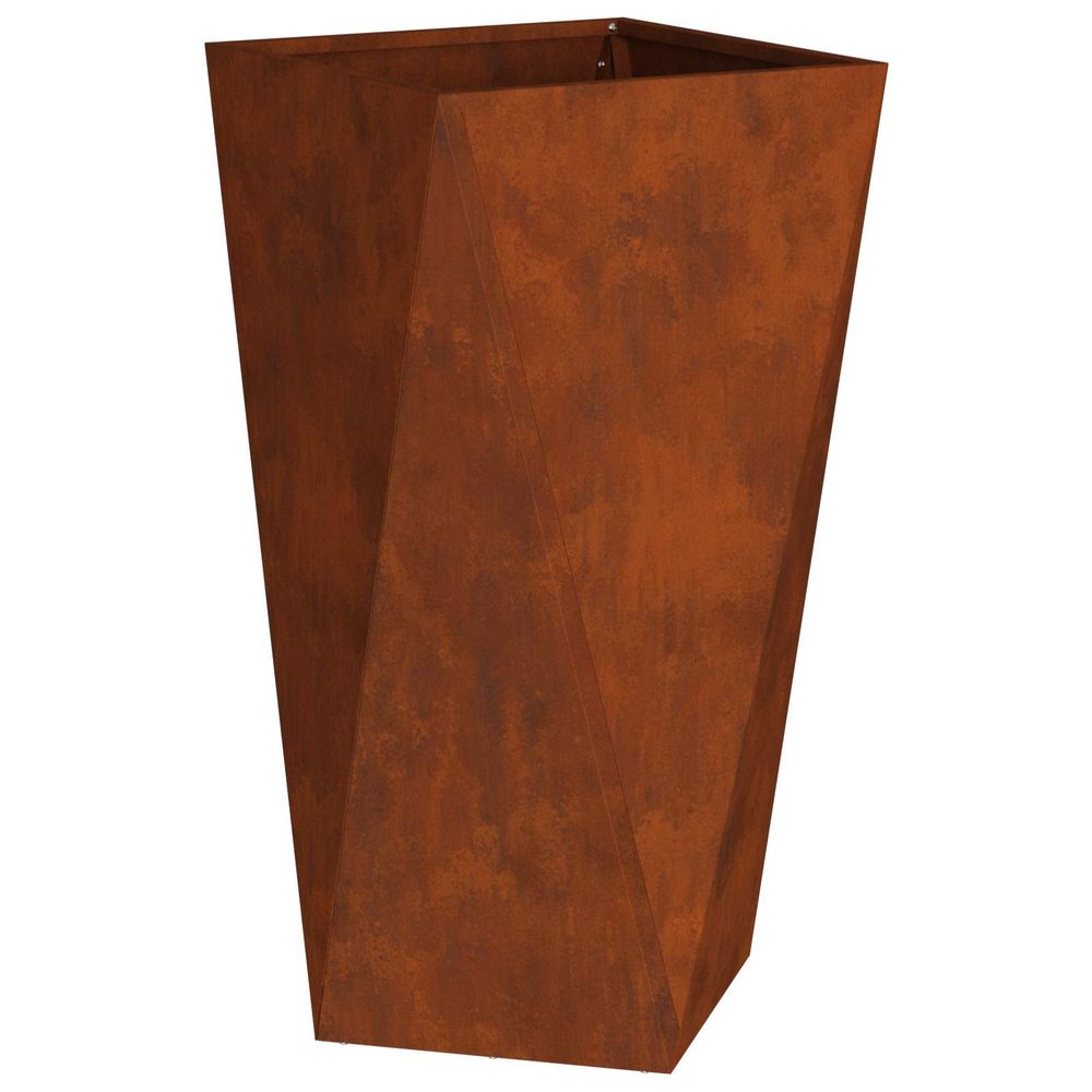 Jardinière d'extérieur rouillé 40 x 40 x 75 cm acier patiné