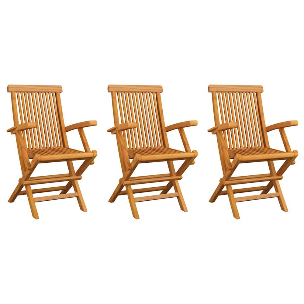 Ensemble de 3 chaises pliantes en bois de teck pour jardin et extérieur