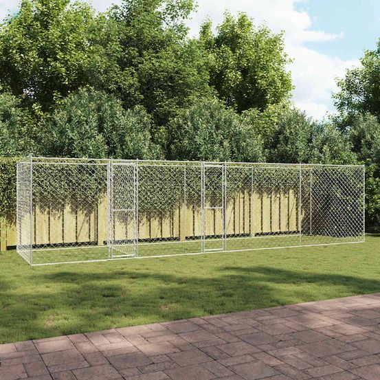 Grand chenil de jardin 8x2m en acier galvanisé robuste et anti-rouille