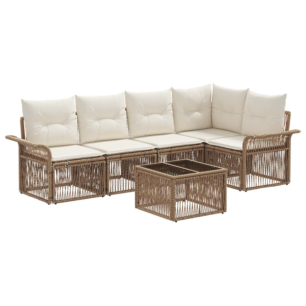 Ensemble de canapé de jardin 6 pcs beige polyrotin