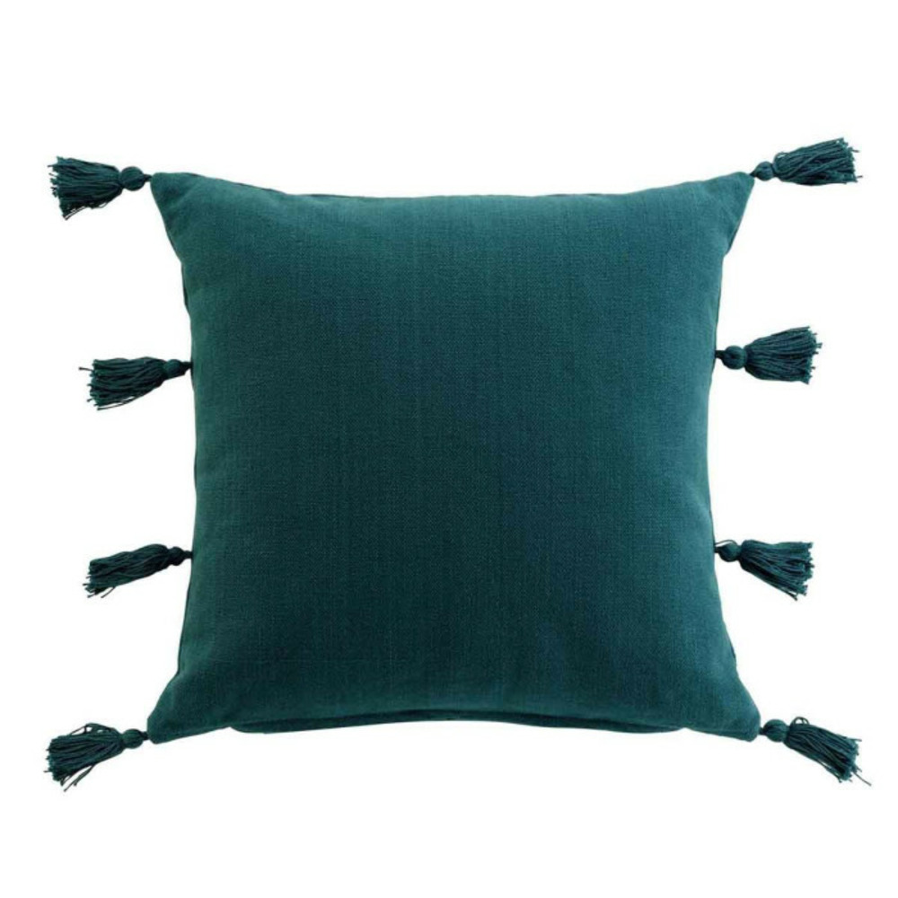 Coussin déco à pompons 