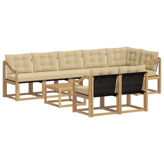Ensemble de canapés d'extérieur 9 pcs blanc et beige