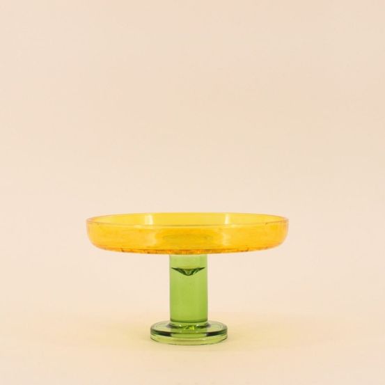 Coupe sur pied bicolore en verre taillé 17x10cm