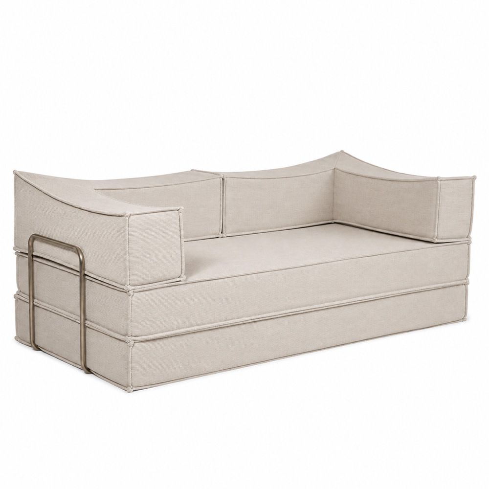 Canapé compressé convertible 2-3 places en velours côtelé beige caub