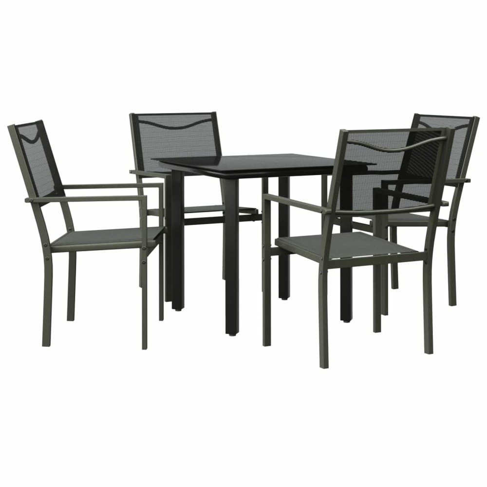 Ensemble à manger de jardin 5 pcs noir textilène et acier