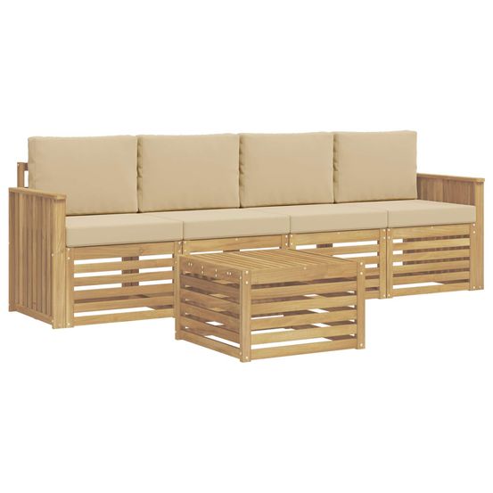 Ensemble de canapés d'extérieur 5 pc blanc et beige polyester