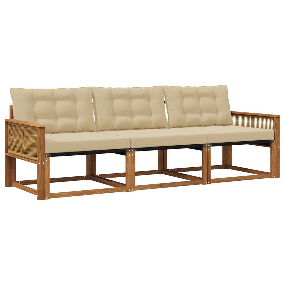 Ensemble de canapés d'extérieur 3 pcs naturel et beige