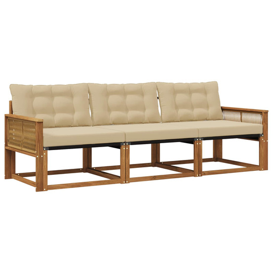 Ensemble de canapés d'extérieur 3 pcs naturel et beige