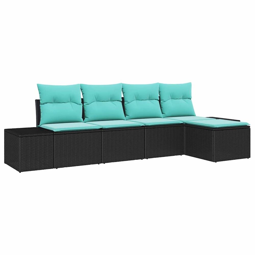 Ensemble de canapé de jardin 5 pc noir polyrotin