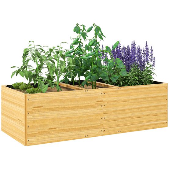 Carré potager 3 compartiments bois sapin extérieur feutre géotextile 140x60x40cm