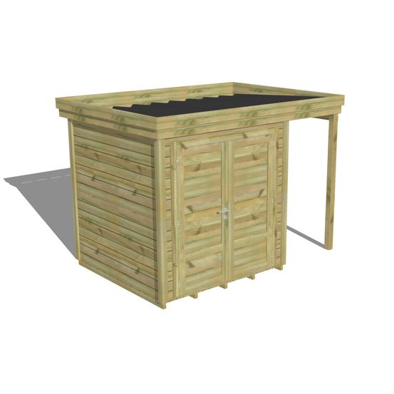 Abri de jardin bois pin traité autoclave 27mm - 3,14x2,14m / 7m2 - bac acier - plancher bois