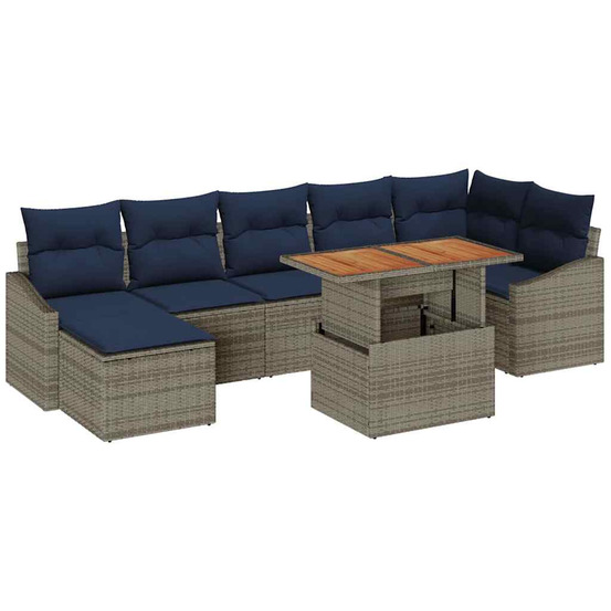 Ensemble de canapé de jardin 8 pcs gris poly rotin