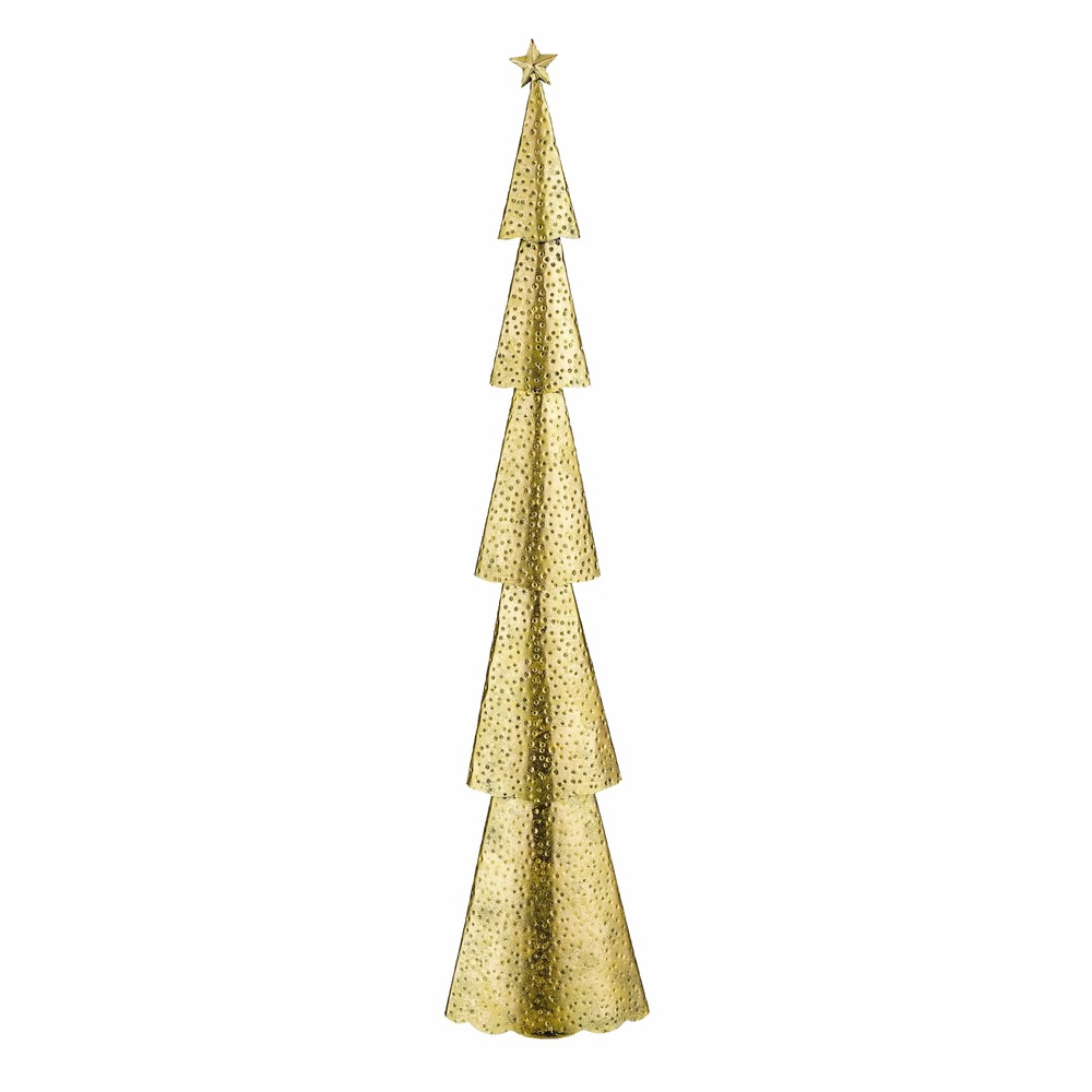 House of seasons sapin de noël - l19 x l10 x h89,5 cm - métal - doré