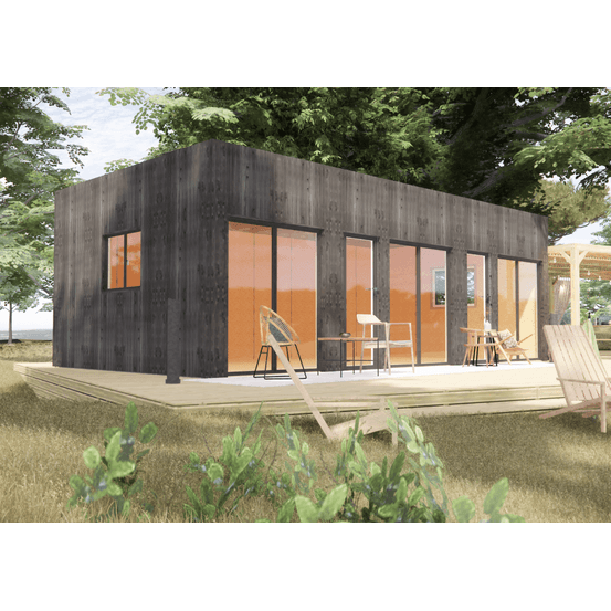 Bureau de jardin 4 saisons en bois 8,8 x 5,7 x 3,2 m / isolation re2020 avec plancher isolé / menuiseries alu k-line