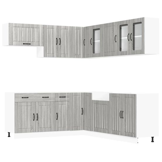 Ensemble d'armoires de cuisine 11 pcs lucca bois d'ingénierie