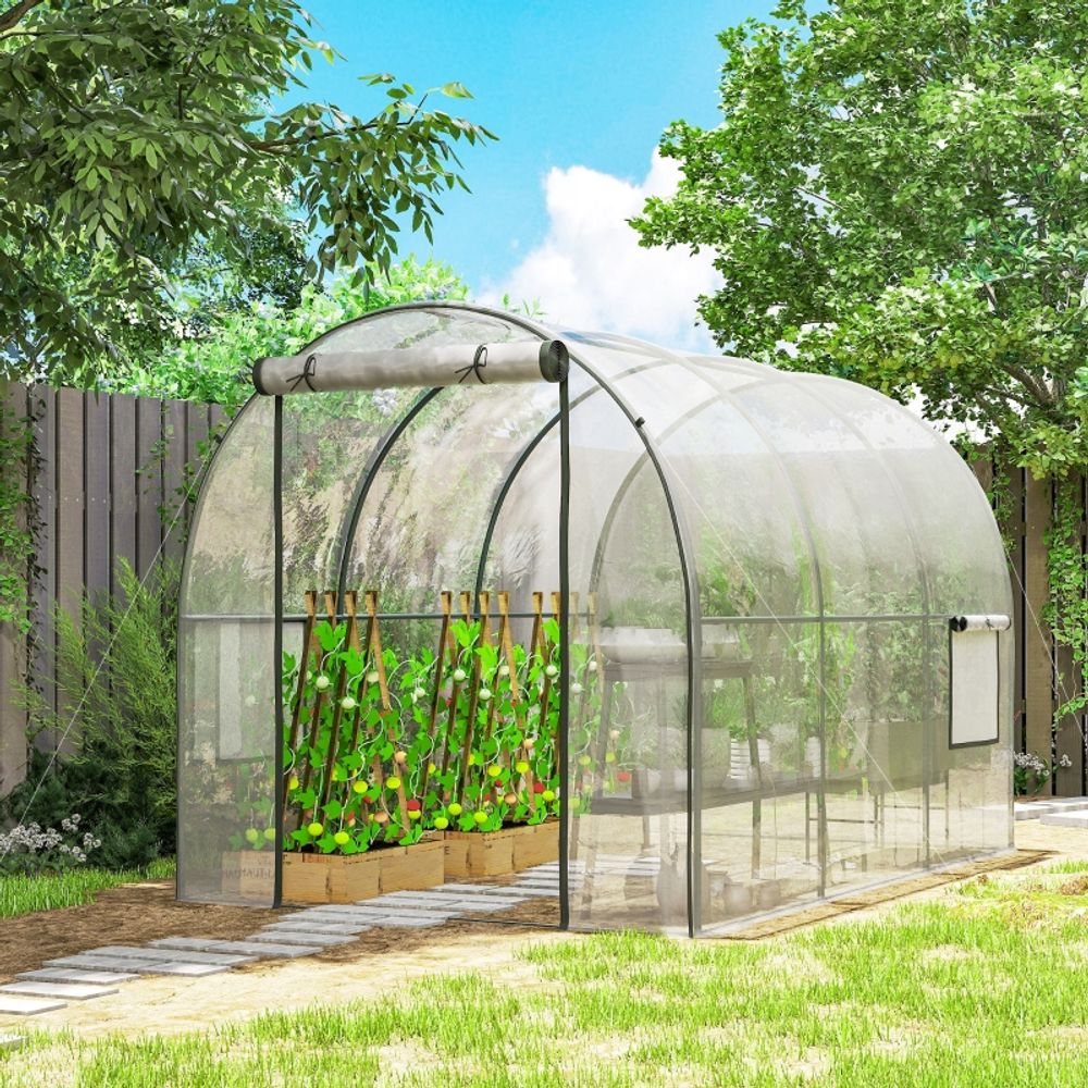 Serre tunnel acier plastique transparent 300 x 200 x 200 cm potager culture prolongée - comfortxl outdoor living