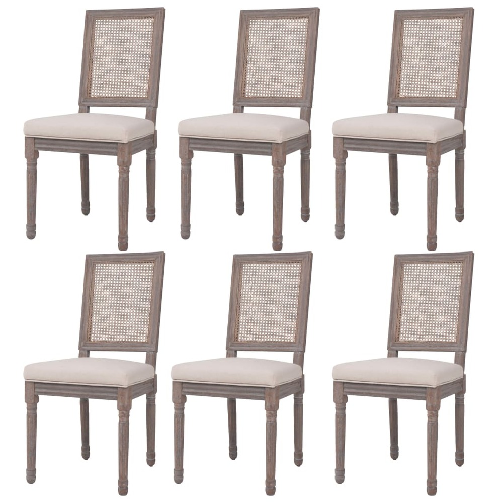 Chaises de salle à manger 6 pcs blanc crème tissu