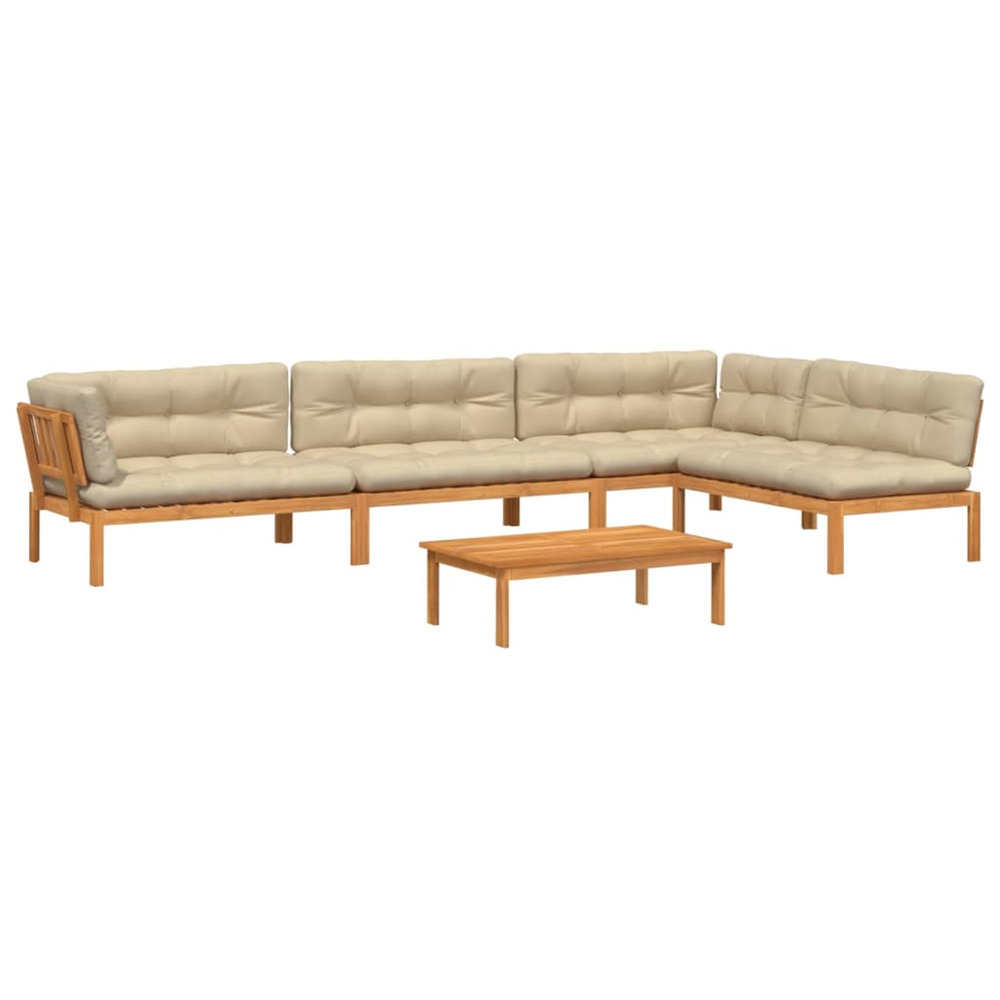 Salon palette de jardin avec coussins 5pcs bois d'acacia massif