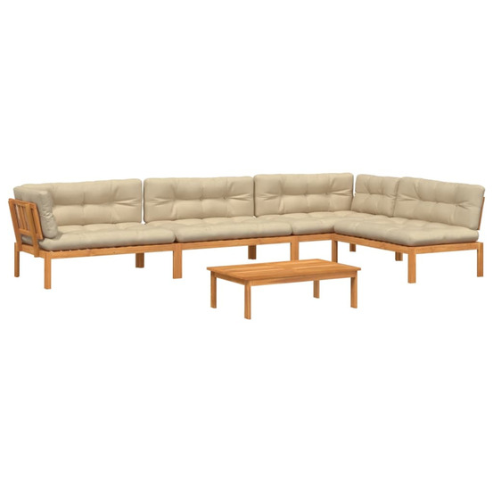 Salon palette de jardin avec coussins 5pcs bois d'acacia massif