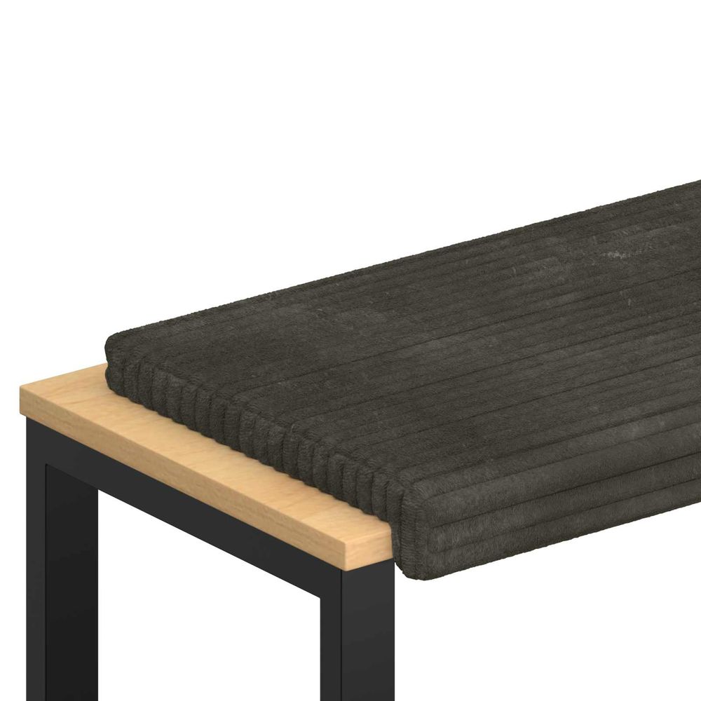 Coussin de banc velours côtelé en peluche anthracite