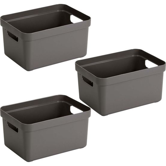 Boite de rangement sigma home box 13 l (lot de 3) taupe