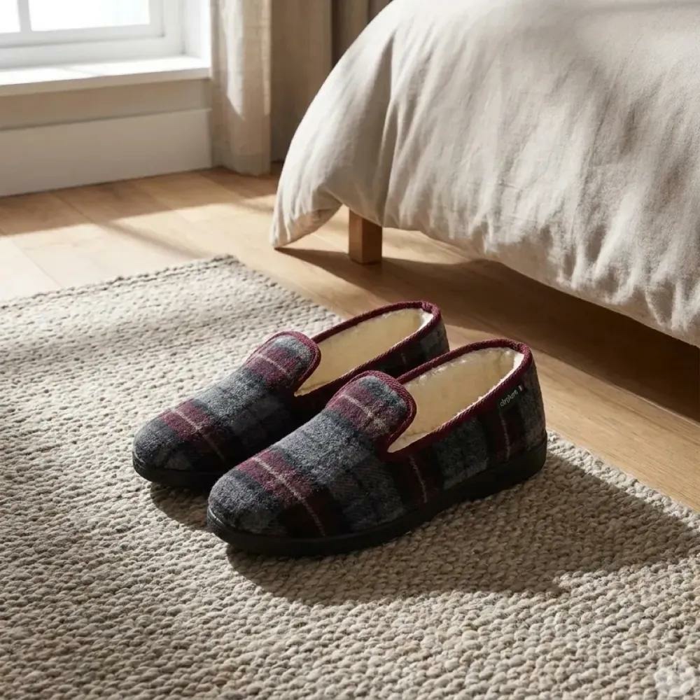 Chaussons fourrés polaine bordeaux – charentaise airplum made in france