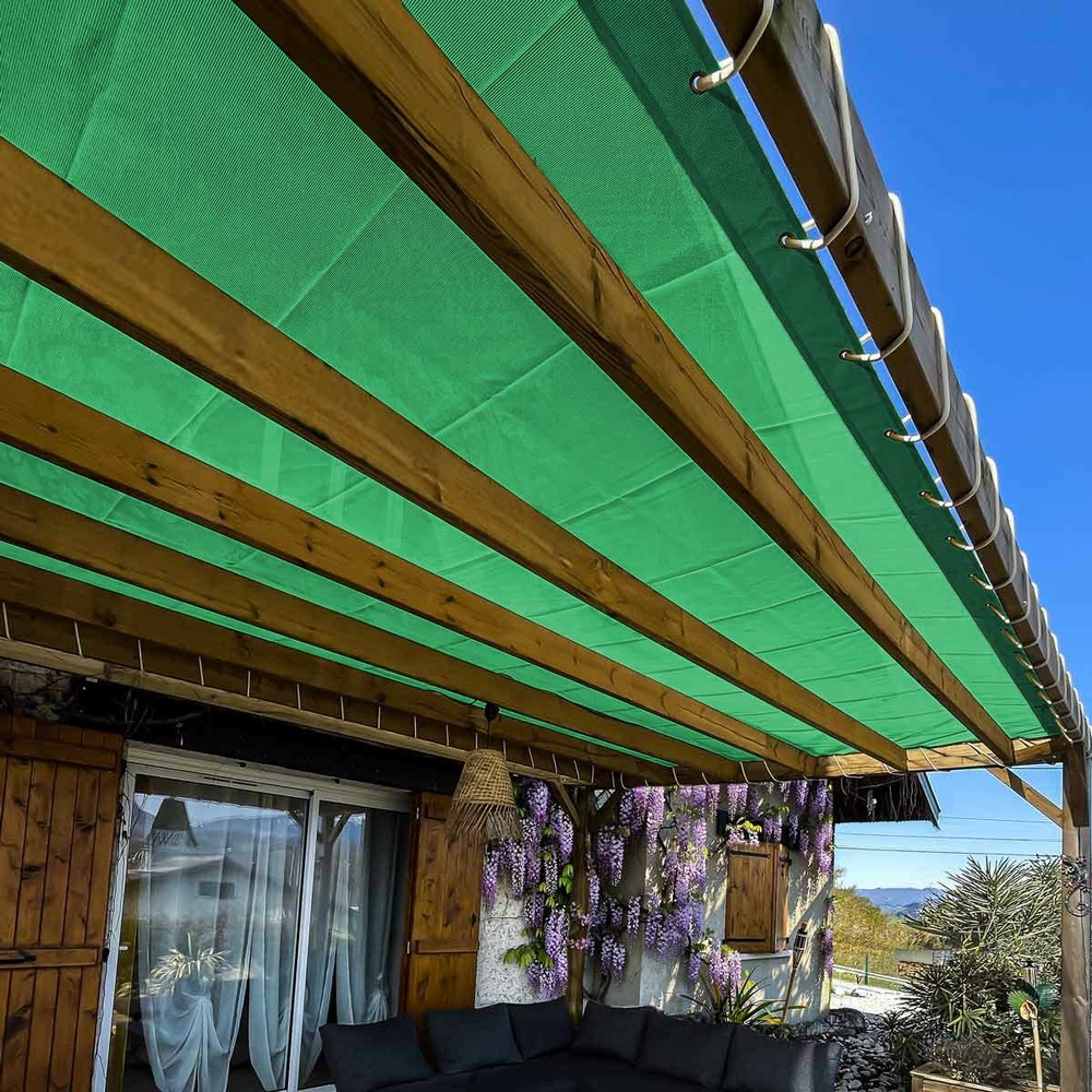 Toile pergola micro-perforée tecplast mp460pr 3x6 m - verte - garantie 5 ans