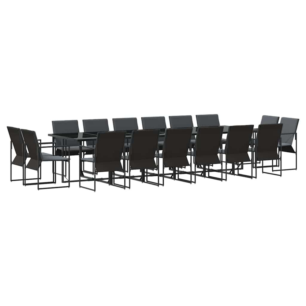 Ensemble de salle à manger pour jardin 17 pcs noir acier