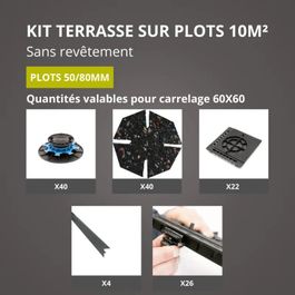 Kit Plot Kit terrasse sur plots sans revêtement 10m² - finition gris anthracite ...