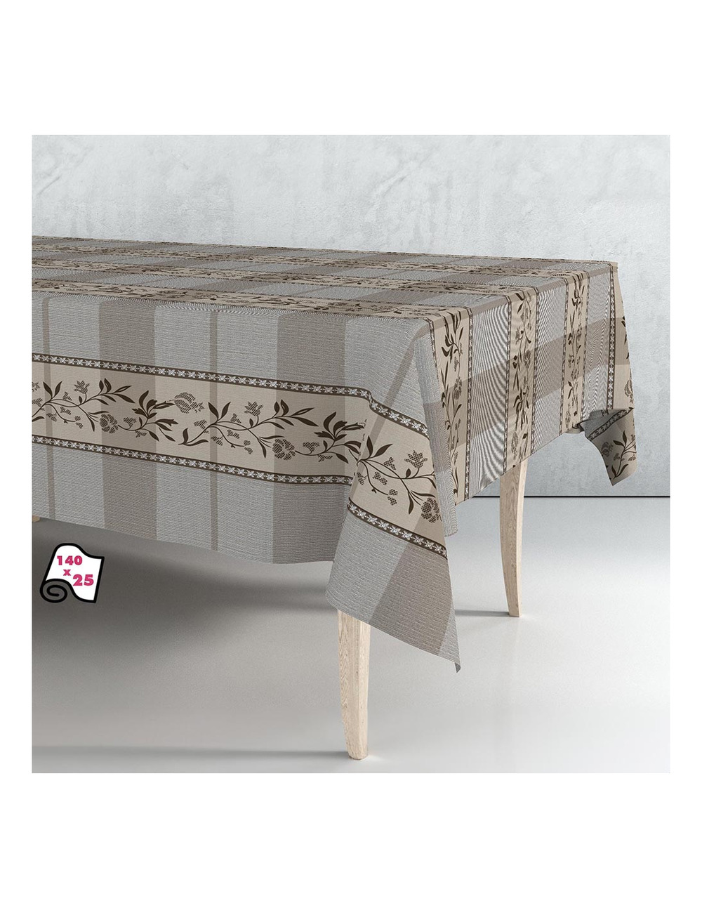 Rouleau de caoutchouc nappe beige-marron 140cm x 25m exma. - exma