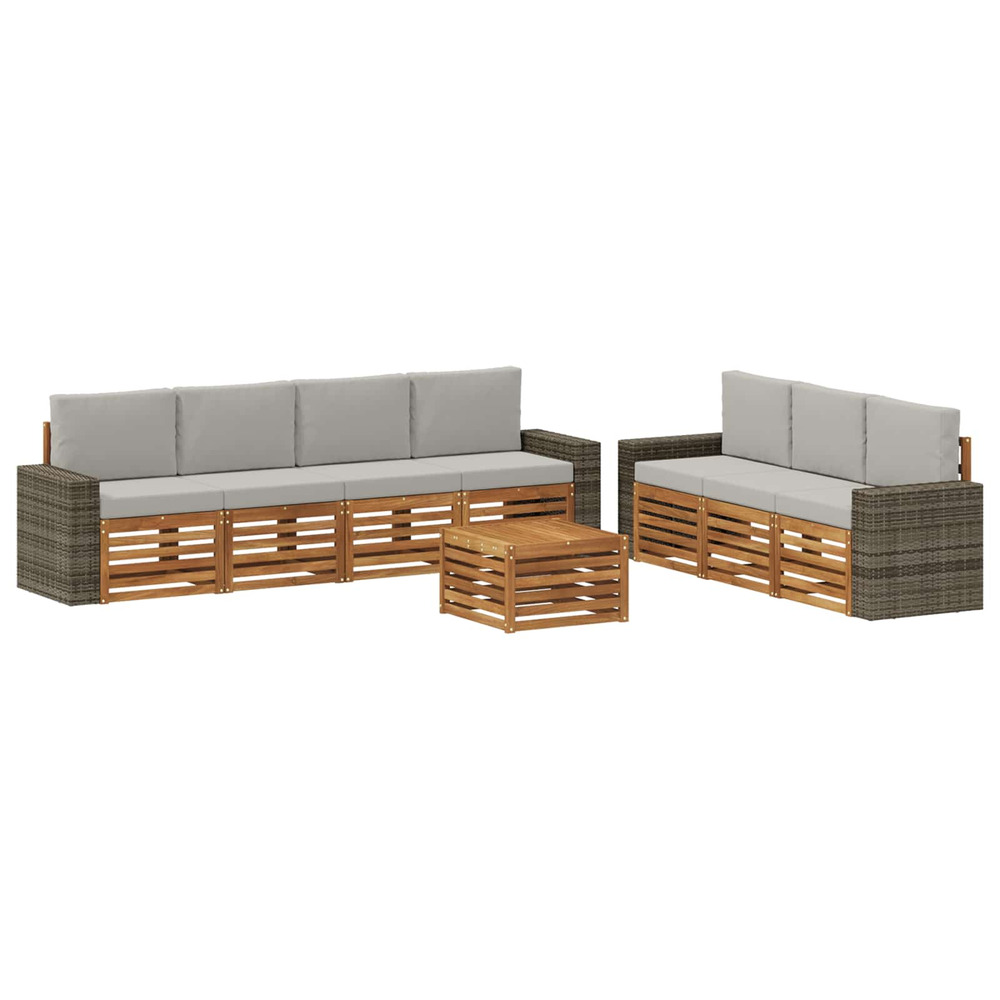Ensembles de canapés avec coussin 8 pcs bois d'acacia massif