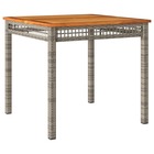 Table de jardin gris 80x80x74 cm résine tressée et bois acacia