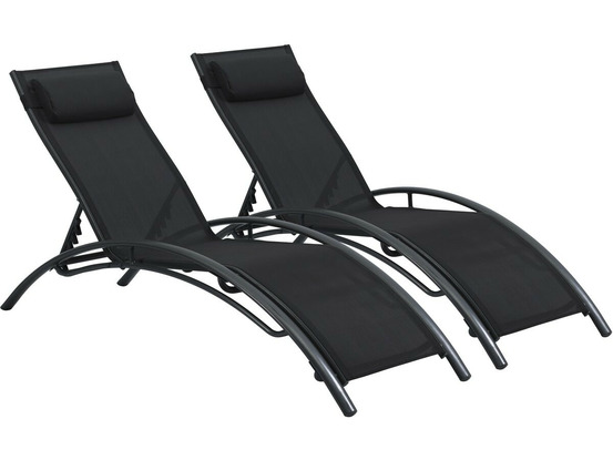 Lot de 2 bains de soleil en aluminium beauty