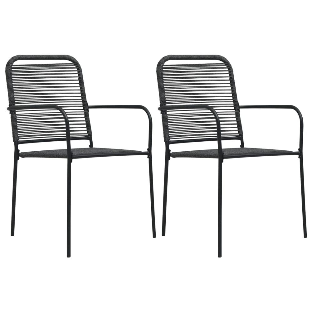Chaises de jardin lot de 2 corde en coton et acier noir
