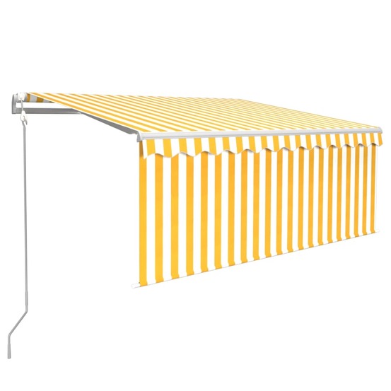 Auvent rétractable automatique avec store 3,5x2,5 m jaune blanc