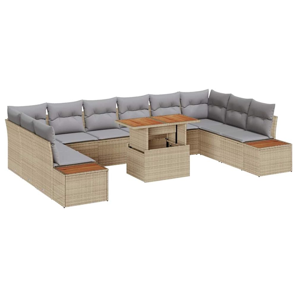 Ensemble de canapé de jardin 11 pc beige poly rotin