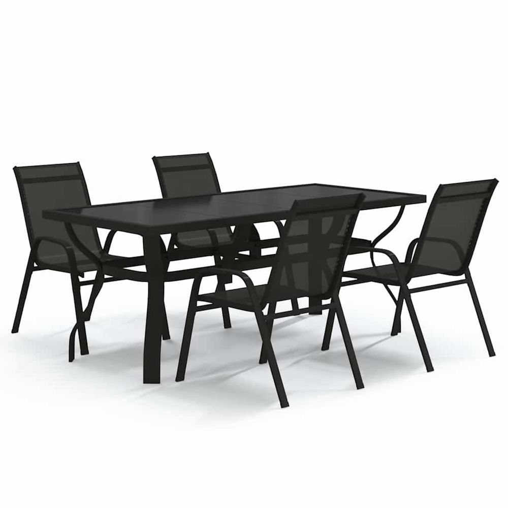 Ensemble à manger de jardin 5 pcs noir