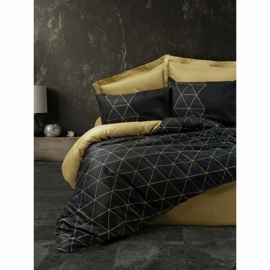 Parure de lit - housse de couette 220 x 240 + 2 taies d'oreiller 60 x 60 coton renforcé - noir