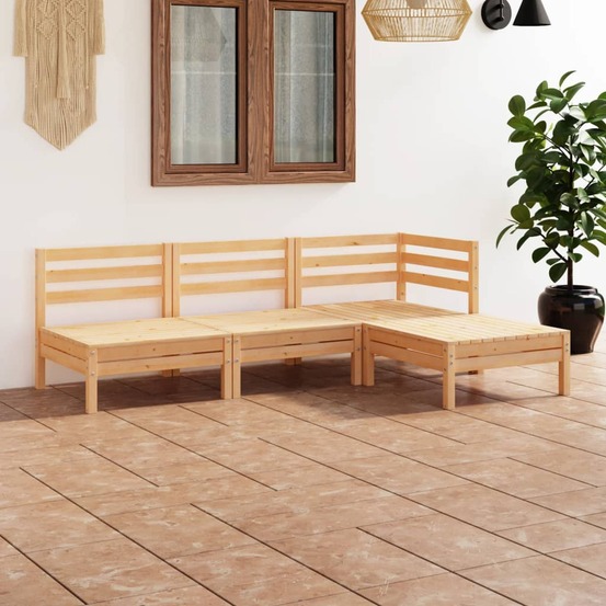 Salon de jardin 4 pcs bois de pin massif