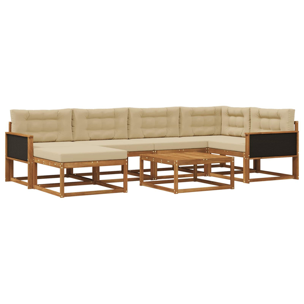 Ensemble de canapés d'extérieur 7 pcs naturel et beige