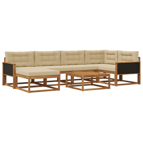 Ensemble de canapés d'extérieur 7 pcs naturel et beige