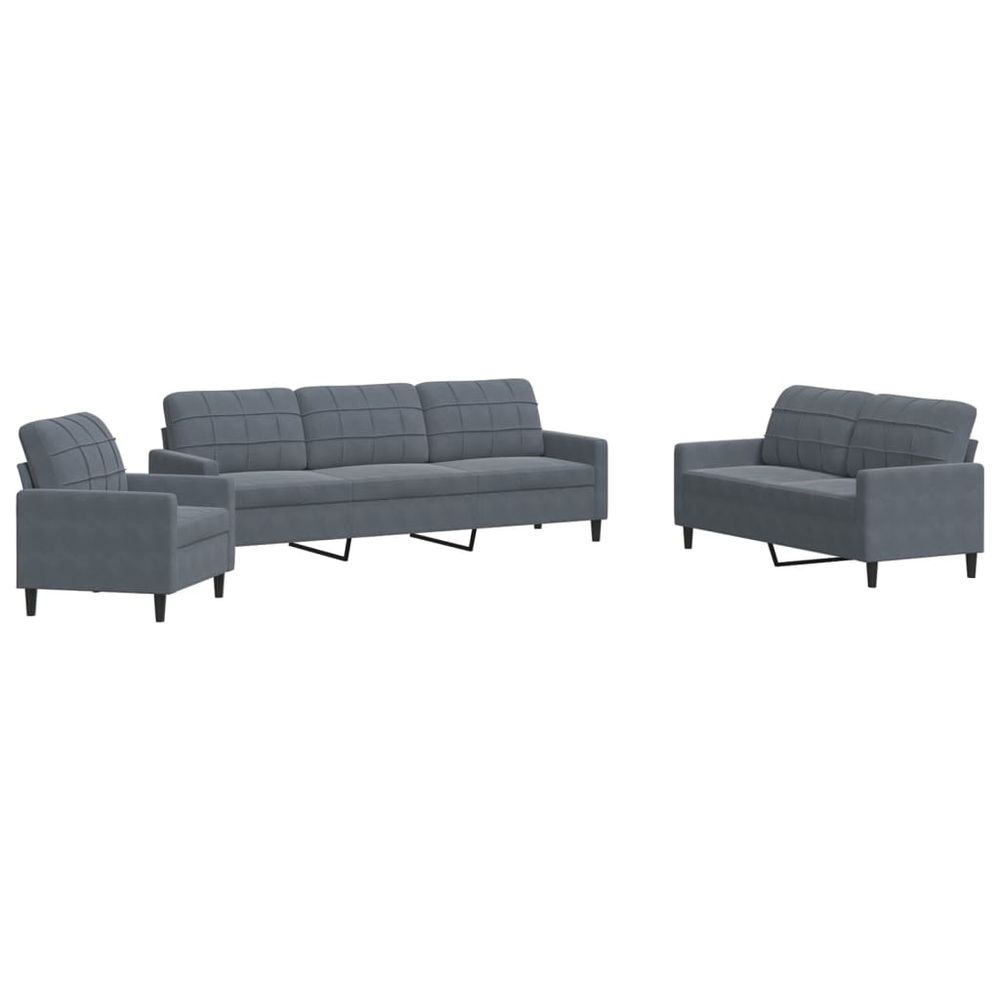 Ensemble de canapés 4 pcs avec coussins gris foncé velours