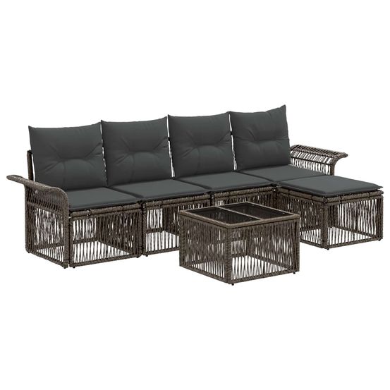 Ensemble de canapé de jardin 6 pc gris polyrotin
