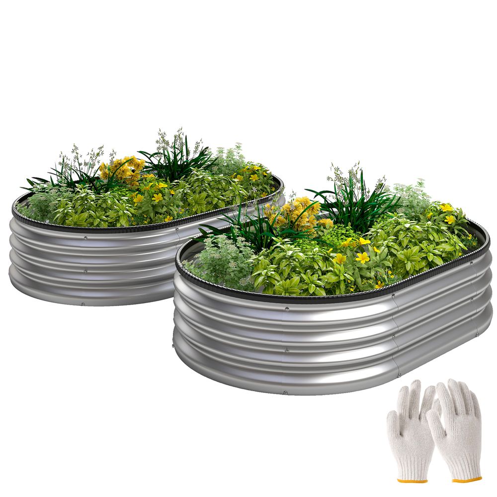 Lot de 2 carrés potagers acier galvanisé modulables fond ouvert pour jardin 135 cm argenté
