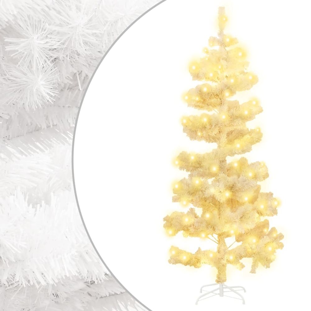 Arbre de noël hélicoïdal pré-éclairé et support blanc 180cm pvc