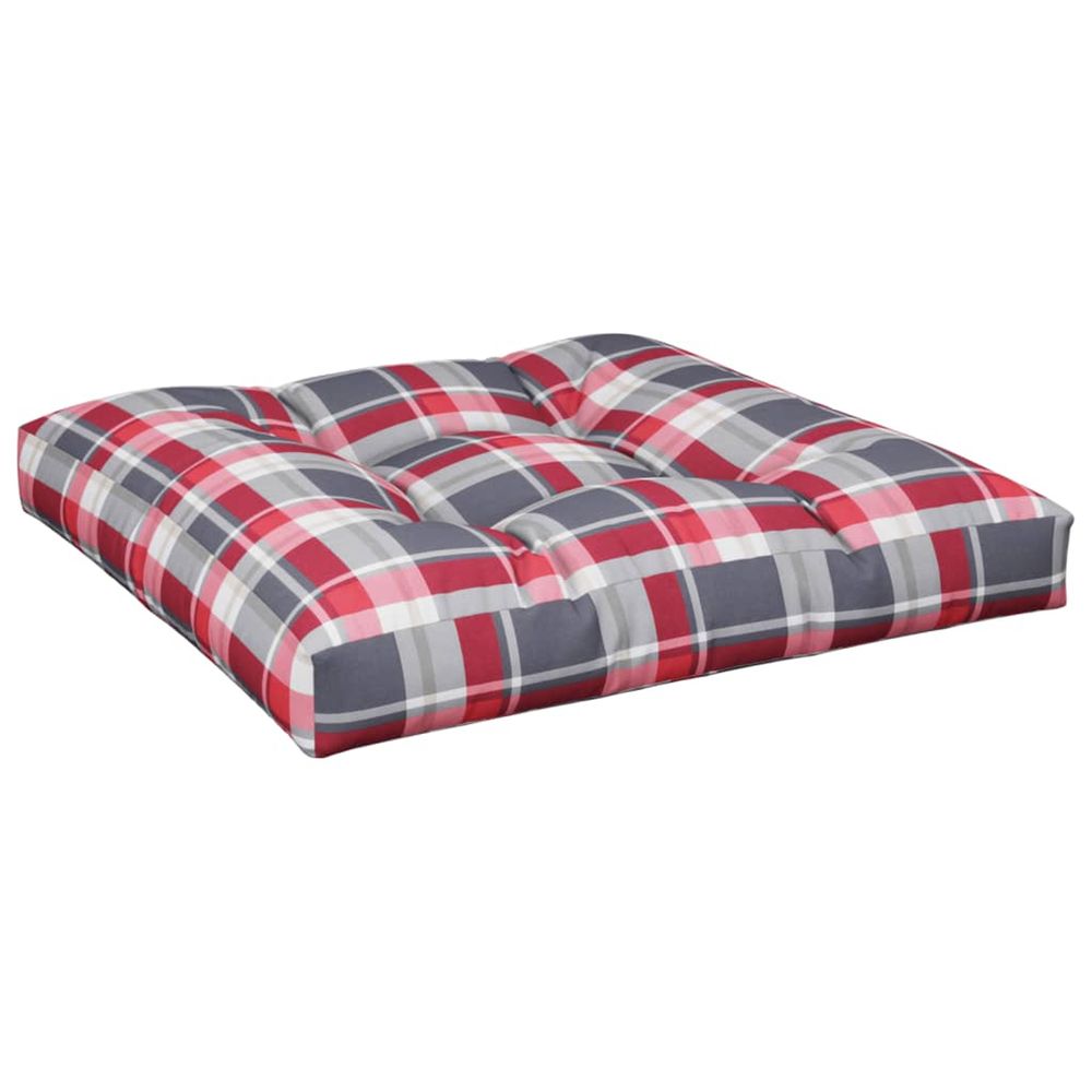 Coussin de palette motif à carreaux rouge 70x70x12 cm tissu