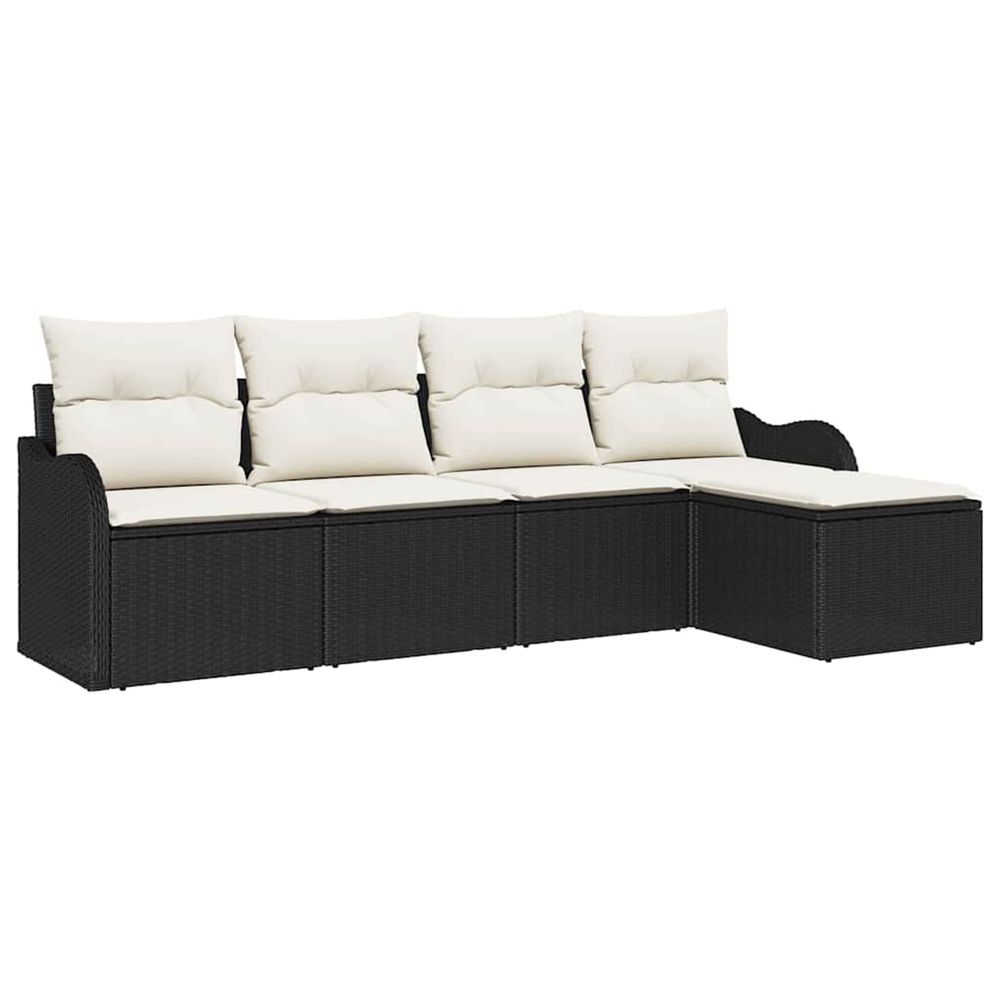 Ensemble de canapé de jardin 5 pc noir polyrotin