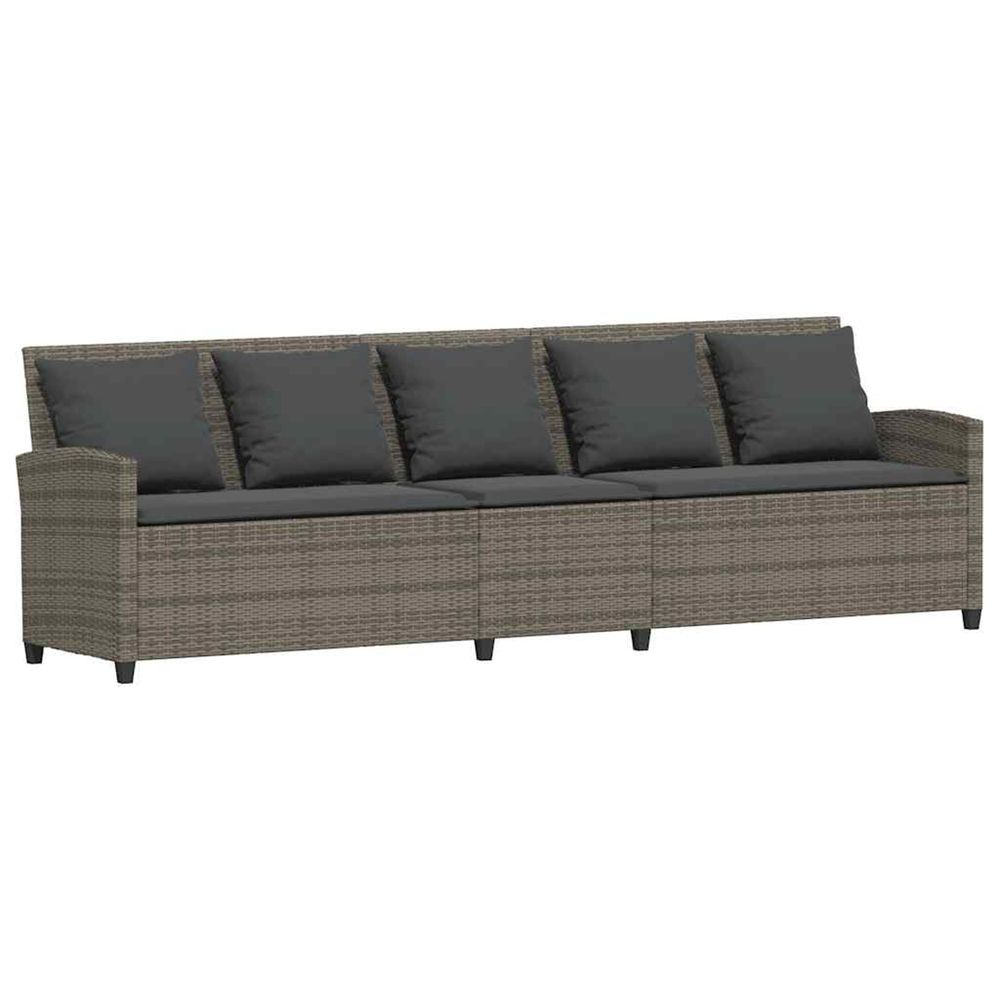 Canapé de jardin avec coussins 5 places gris résine tressée